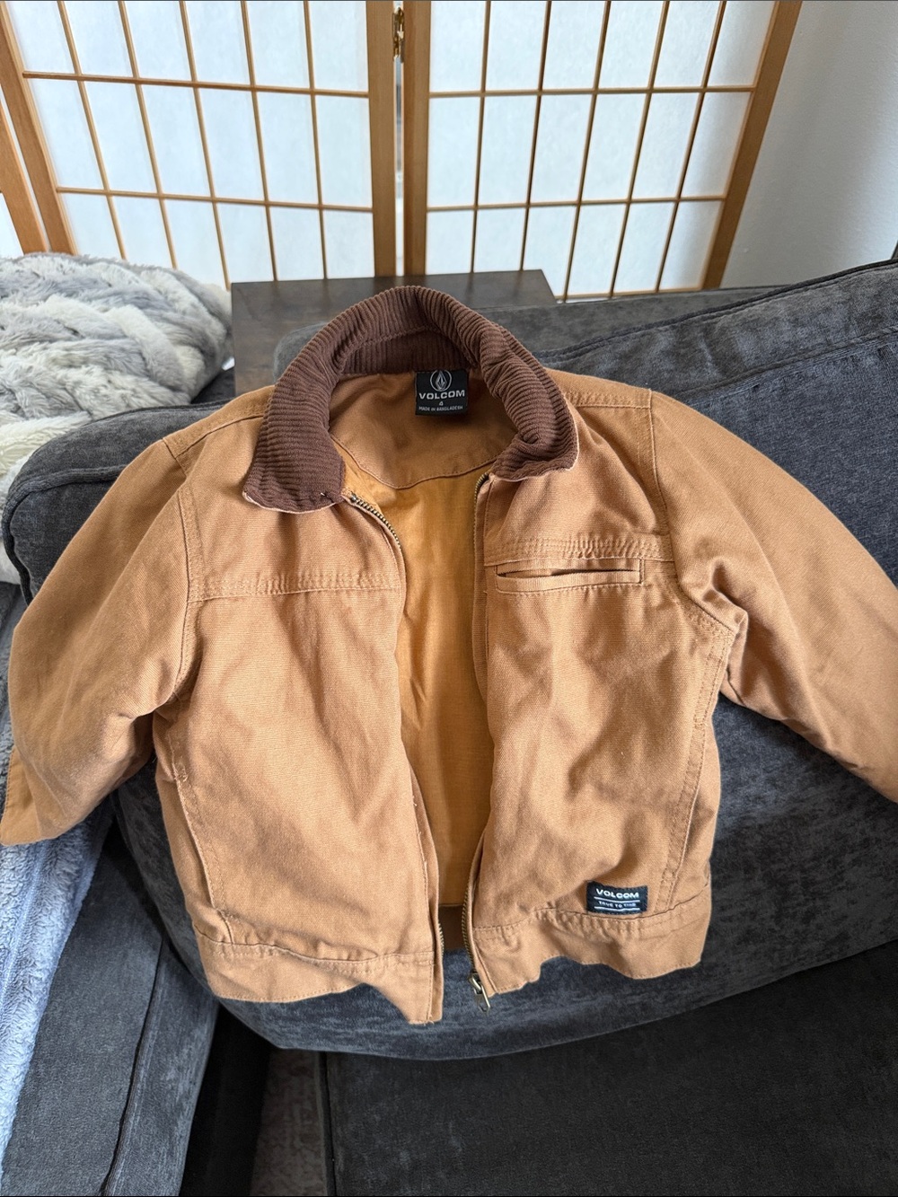 Volcom Brown/Tan Canvas Field Jacket with Corduroy Collar